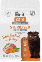 Brit Care Weight Control Сухой корм для стерилизованных кошек с морской рыбой и индейкой,1.5кг,6230