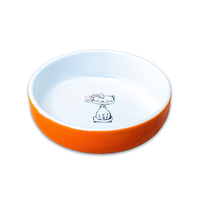 Миска керамическая керамикАрт 370мл кошка с бантиком оранжевая,лиловая,голубая