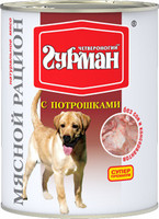 Четвероногий гурман «Мясной рацион» с потрошками для собак 850 гр. 