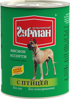 Четвероногий гурман «Мясное ассорти» для собак с птицей 340 гр. 