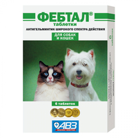 ФЕБТАЛ таблетки от гельминтов для кошек и собак (уп 6 таблеток)