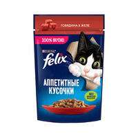Felix Влажный корм для кошек Аппетитные кусочки с Говядиной в желе (75 г) 1552