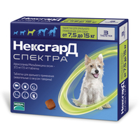 НексгарД Спектра М для собак 7,5-15 кг, таблетки от блох, клещей, глист, со вкусом говядины 3 шт